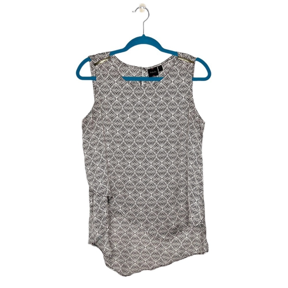 Rafaella Geometric Print Asymmetrical High Low Sleeveless Blouse